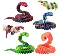 4 Pcs 3D Printed Snakes,3d Printed Animals,30cm Flexible Articulated Snake Models,3d Printed Fidget Toy,Perfect for Home Decor Gifts Educational Use,Suitable for Animal Lovers and Collectors Alike (B)