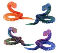 4 Pcs 3D Printed Snakes, Flexible Articulated Snake Models, 30cm Realistic 3D Printed Animals Snake Figurines, Fidget Toys for Home Decor Educational Use, for Animal Lovers Collectors(30cm)
