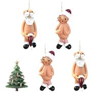 4 Pcs 3D Santa Ornaments, Funny Secret Santa Gifts Rude Christmas Tree Decorations Home Christmas Decorations, Suitable for Hanging on Trees and Holiday Decorations, Unusual Gifts(5cm)