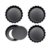 4 Pcs 4.7 Inch Quiche Pan Tart Tins with Removable Loose Bottom Non-Stick Fluted Tart Tin Quiche Dishes Pans Flan Case for Baking, Pies, Flans, Cheese