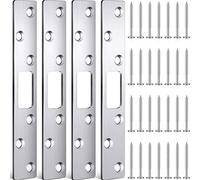 4 Pcs 4 Pcs 6 Inch Door Strike Plate Security Latch Strike Stainless Steel Door Reinforcement Plate with Screws for Exterior Deadbolt Armor Heavy Duty Residential Use, Silver