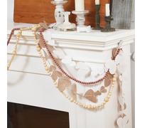 4 Pcs 4 Pcs Neutral Valentines Day Decor, Wood Bead Garland Felt Heart Garland, Farmhouse Wooden Rustic Banner Rustic Hanging Decor for Valentine Celebration Shelf Fireplace Wall, 6.6 ft (Classic)