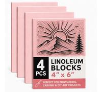 4 PCS 4"x6" Soft Linoleum Blocks for Printmaking & Stamp Making | Rubber Linocut Block for Stamp Carving, Relief Printing, Handcraft DIY, Journal Decoration and Daily Artistic Practice