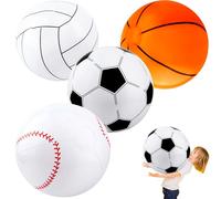 4 Pcs 40 Inch Giant Inflatable Sports Ball Blow up Basket Ball Baseball Volleyball Soccer for Summer Pool Party Outdoor Activities