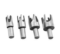 4 Pcs 45 Carbon Steel Tenon Drill Bit Wood Plug Cork Drill Bit Plug Cutter Tool Professional Woodworking Tools for Bench Drill Low Speed Woodworking Projects