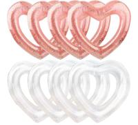4 Pcs 47.3 Inch Inflatable Heart Shaped Pool Float Inflatable Heart Shaped Swimming Ring Pool Heart Shaped Tube for Adult Summer Beach Pool Bachelor Party (Clear White and Rose Gold Set)
