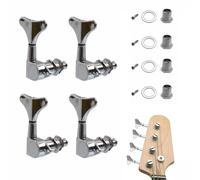 4 Pcs 4L Bass Guitar Machine Heads, Chrome Sealed Tuning Pegs with 1:19 Gear Ratio, Precision String Tuners with Screws & Bushings for 4-String Electric & Acoustic Bass Replacement