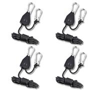 4 Pcs 4M Reflective Tent Guy Ropes with Ratchet Pulley, 4mm Adjustable Camping Rope Kit, Heavy Duty High Strength Wind Ropes for Secure Tent, Awning, Tarp, Hanging Grow Lights & Outdoor Gear