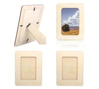 4 PCS 4x6.1 Inch Wooden Picture Frames, Photo Frame, Handmade Craft Set, Mosaic Frame for Kids, Paintable & Decoratable, Ideal for Multiple Pictures