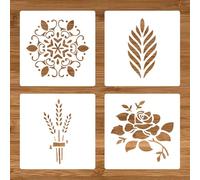 4 Pcs 5.9 * 5.9 Icnh Bread Cake Stencils for Decorating, Wheat Sourdough Baking Supplies, Pie Cake Cookie Stencils