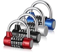 4 Pcs 5 Letter Combination Lock Heavy Duty Gym Locker Keyless Resettable Metal Padlock for Home Outdoor Door Locks Toolbox Hasp Cabinet Black Silver Red Blue