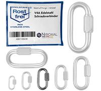 4 pcs 5-mm V4A Stainless Steel Screw Carabiner Short Straight Robust Shape Breaking Load 930 kg Screw Connector Chain Connector Emergency Screw Chain Quick Release Fastener