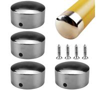 4 Pcs 50mm Stainless Steel Round Handrail End Caps for Staircase Steps with 4 Screws, Ultra-Thin 0.4mm Thickness，Inner Diameter 49.6mm (50mm)
