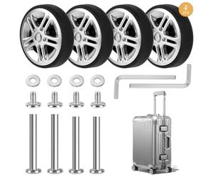 4 PCS 50x11mm Luggage Wheels Replacement, Silent Suitcase Wheel Double Row Suitcase Swivel Casters Replacement with Wheel Covers Axles for Luggage Suitcase Repairs