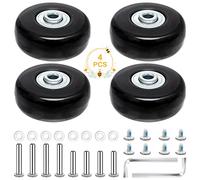 4 PCS 50x18mm Luggage Suitcase Replacement Wheels, Rubber Luggage Wheel Repair Kit Heavy Duty Suitcase Wheels Replacement with Screws for Luggage Suitcase (Black)