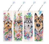 4 Pcs 5D DIY Special Shape Diamond Art Painting Bookmark, Dream Catcher Butterfly Diamond Bookmark for Beginners, Diamond Painting Bookmark Making Crafts Kits for Book Reader Gifts-01