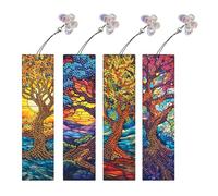 4 Pcs 5D DIY Special Shape Diamond Art Painting Bookmark, Dream Catcher Butterfly Diamond Bookmark for Beginners, Diamond Painting Bookmark Making Crafts Kits for Book Reader Gifts-16