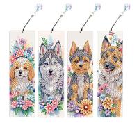 4 Pcs 5D DIY Special Shape Diamond Art Painting Bookmark, Dream Catcher Butterfly Diamond Bookmark for Beginners, Diamond Painting Bookmark Making Crafts Kits for Book Reader Gifts-06