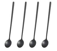 4 Pcs 6.89 Inches Satin Black Coffee Spoons Iced Tea Spoon Food Grade Stainless Steel Long Spoon for Stirring Metal Espresso Stirring Matte Dessert Teaspoons