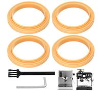 4 Pcs 64mm Coffee Machine Brew Group Head Seal Gaskets, Silicone Steam Rings 64mm Replacement for Breville Espresso, for Sage Barista Express Accessories, with 1 M4 Wrench, 1 Brush