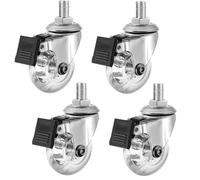 4 Pcs 75mm Transparent Rubber Swivel Castors with M8 x 15 Threaded Pins & Brake Heavy Du Fur Wheels Smooth Rolling Ball Bearing Design for Easy Transport