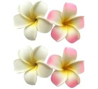 4 Pcs 7cm White and Pink Hawaiian Frangipani Plumeria Foam Head Flower Party Beach Hair Clip Hair Clips Clips and Barrettes