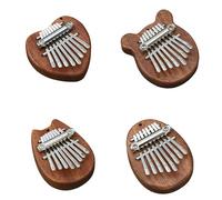 4 Pcs 8-Key Mini Thumb Piano Set, Solid Wood Small Kalimba with Bear, Cat, Heart, Waterdrop Shapes, Portable Finger Instrument, Easy to Learn, Musical Gifts for Beginners