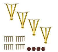 4 Pcs 8" Metal Fur Legs Replacement for Sofa, Table, Chair, Bathroom Cabinet & Wardrobe - Includes Screws & Non-Slip Mats for Stabili