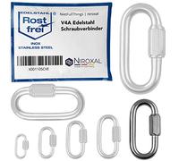 4 pcs 8-mm V4A Stainless Steel Screw Carabiner Short Straight Robust Shape Breaking Load 1875 kg Screw Connector Chain Connector Emergency Screw Chain Quick Release Fastener