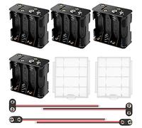 4 PCS 8 x 1.5V AA Battery Holder, KUOQIY AA 12V Back to Back Battery Holder Case Box with 4 PCS I-Type and T-Type Battery Clip, with 2 PCS Plastic Battery Storage Box