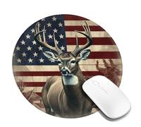 4 PCS 8inch Round Mouse Pad Americana Flag Deer Mouse Mat with Non-Slip Rubber Base Custom Computer Mouse Pads for Wireless Mouses Laptop Office Desk Accessories Gaming Mousepad