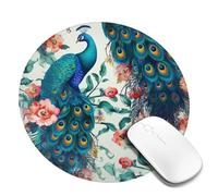 4 PCS 8inch Round Mouse Pad Beautiful Peacock Flowers Mouse Mat with Non-Slip Rubber Base Custom Computer Mouse Pads for Wireless Mouses Laptop Office Desk Accessories Gaming Mousepad