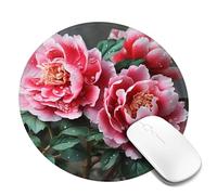 4 PCS 8inch Round Mouse Pad Beautiful Peony Flower Mouse Mat with Non-Slip Rubber Base Custom Computer Mouse Pads for Wireless Mouses Laptop Office Desk Accessories Gaming Mousepad
