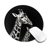4 PCS 8inch Round Mouse Pad Black Giraffe Mouse Mat with Non-Slip Rubber Base Custom Computer Mouse Pads for Wireless Mouses Laptop Office Desk Accessories Gaming Mousepad