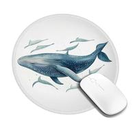 4 PCS 8inch Round Mouse Pad Blue Whale Mouse Mat with Non-Slip Rubber Base Custom Computer Mouse Pads for Wireless Mouses Laptop Office Desk Accessories Gaming Mousepad