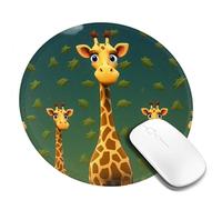 4 PCS 8inch Round Mouse Pad Cartoon Giraffe Mouse Mat with Non-Slip Rubber Base Custom Computer Mouse Pads for Wireless Mouses Laptop Office Desk Accessories Gaming Mousepad