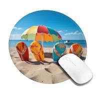 4 PCS 8inch Round Mouse Pad Colorful Flip Flops Beach Ball Mouse Mat with Non-Slip Rubber Base Custom Computer Mouse Pads for Wireless Mouses Laptop Office Desk Accessories Gaming Mousepad