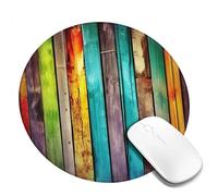 4 PCS 8inch Round Mouse Pad Colorful Wooden Boards Mouse Mat with Non-Slip Rubber Base Custom Computer Mouse Pads for Wireless Mouses Laptop Office Desk Accessories Gaming Mousepad