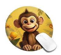 4 PCS 8inch Round Mouse Pad Cute Funny Monkey Banana Mouse Mat with Non-Slip Rubber Base Custom Computer Mouse Pads for Wireless Mouses Laptop Office Desk Accessories Gaming Mousepad