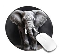 4 PCS 8inch Round Mouse Pad Gray Elephant Mouse Mat with Non-Slip Rubber Base Custom Computer Mouse Pads for Wireless Mouses Laptop Office Desk Accessories Gaming Mousepad