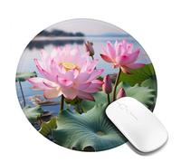 4 PCS 8inch Round Mouse Pad Lakeside Flowers Mouse Mat with Non-Slip Rubber Base Custom Computer Mouse Pads for Wireless Mouses Laptop Office Desk Accessories Gaming Mousepad