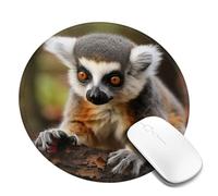 4 PCS 8inch Round Mouse Pad Monkey Lemur Cute Mouse Mat with Non-Slip Rubber Base Custom Computer Mouse Pads for Wireless Mouses Laptop Office Desk Accessories Gaming Mousepad