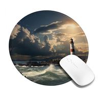 4 PCS 8inch Round Mouse Pad Old Lighthouse by The Sea Mouse Mat with Non-Slip Rubber Base Custom Computer Mouse Pads for Wireless Mouses Laptop Office Desk Accessories Gaming Mousepad