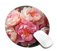 4 PCS 8inch Round Mouse Pad Peony Flowers Blossom Mouse Mat with Non-Slip Rubber Base Custom Computer Mouse Pads for Wireless Mouses Laptop Office Desk Accessories Gaming Mousepad