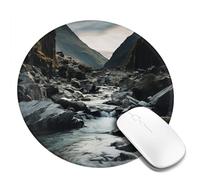 4 PCS 8inch Round Mouse Pad River and Gray Rocks Mouse Mat with Non-Slip Rubber Base Custom Computer Mouse Pads for Wireless Mouses Laptop Office Desk Accessories Gaming Mousepad