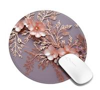 4 PCS 8inch Round Mouse Pad Rose Gold Elegant Decorative Floral Mouse Mat with Non-Slip Rubber Base Custom Computer Mouse Pads for Wireless Mouses Laptop Office Desk Accessories Gaming Mousepad