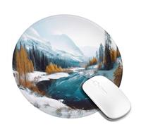 4 PCS 8inch Round Mouse Pad Winter Mountains Snow Scene Mouse Mat with Non-Slip Rubber Base Custom Computer Mouse Pads for Wireless Mouses Laptop Office Desk Accessories Gaming Mousepad
