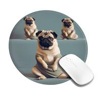 4 PCS 8inch Round Mouse Pad Yoga Pug Mouse Mat with Non-Slip Rubber Base Custom Computer Mouse Pads for Wireless Mouses Laptop Office Desk Accessories Gaming Mousepad