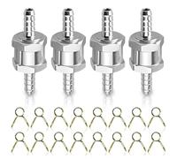 4 PCS 8mm Fuel Check Valve, One Way Aluminium Fuel Valves with 16 Clamps Aluminium Petrol 1-Way Valves Non Return Valve for Marine Car Auto Carburettor