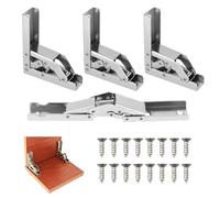 4 Pcs 90 Degree Folding Shelf Hinges, Cupboard Hinges with 16 Fixing Screws, Hidden Door Shelf Holder Hinge, Stainless Steel and 90 Degree/180 Degree, for Kitchen Cabinet, Door